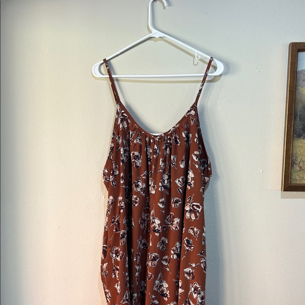 Rust Floral Maxi Slip Dress with Adjustable Straps - Picture 6 of 8